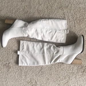 Creme suede boots